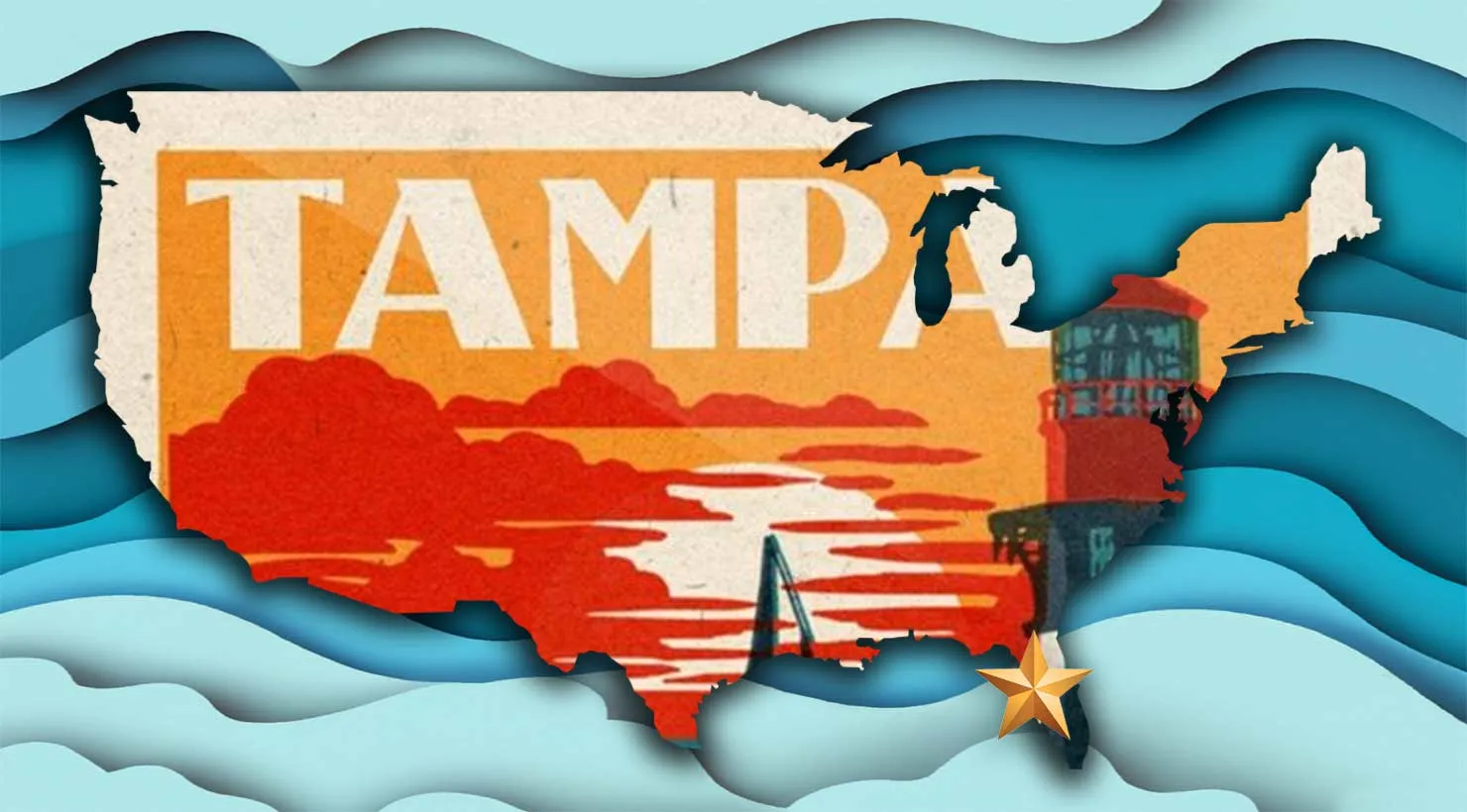 Illustration of a Florida coastline