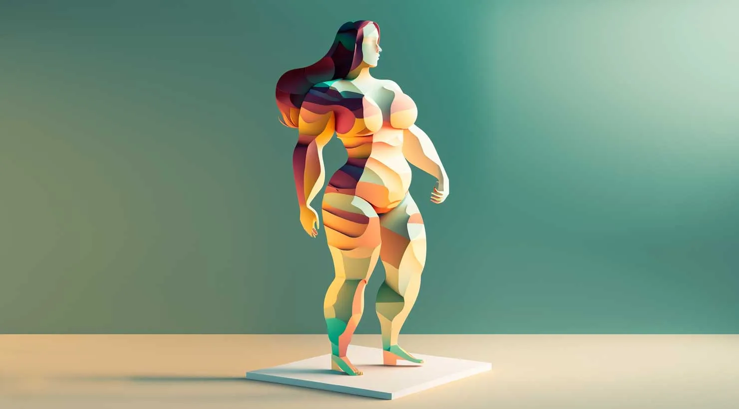 Illustration of weight gain during menopause
