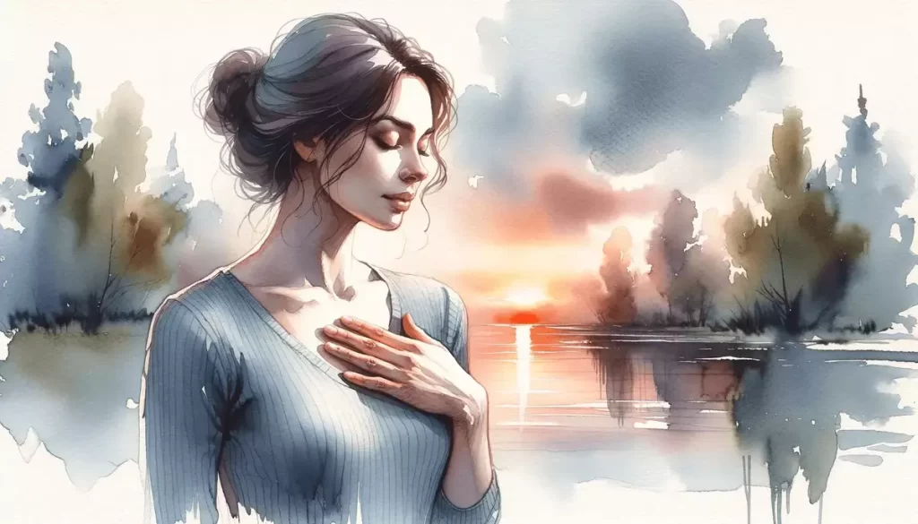 watercolor art of woman with heart palpitation